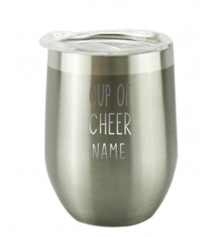 Cup of Cheers Silver Wine Personalised Vacuum Insulated Stainless Steel Tumbler with Lid